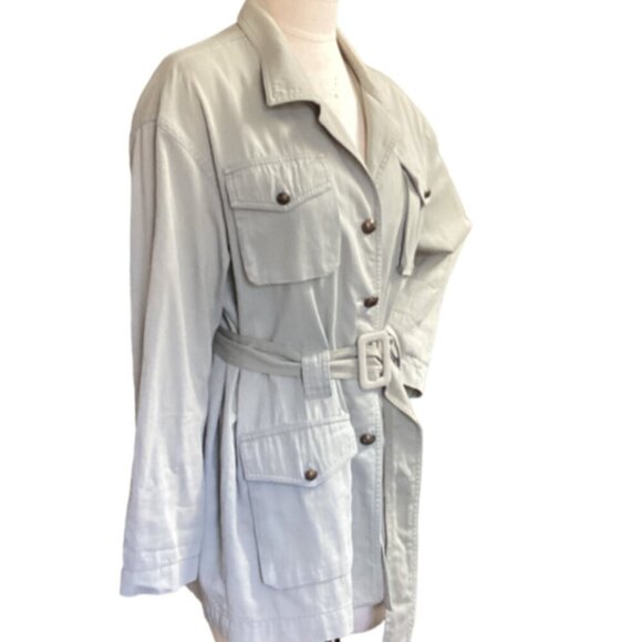 VTG 80s Gamma Los Angeles Trench Coat Utility Jacket Sz L 90J - Picture 3 of 9